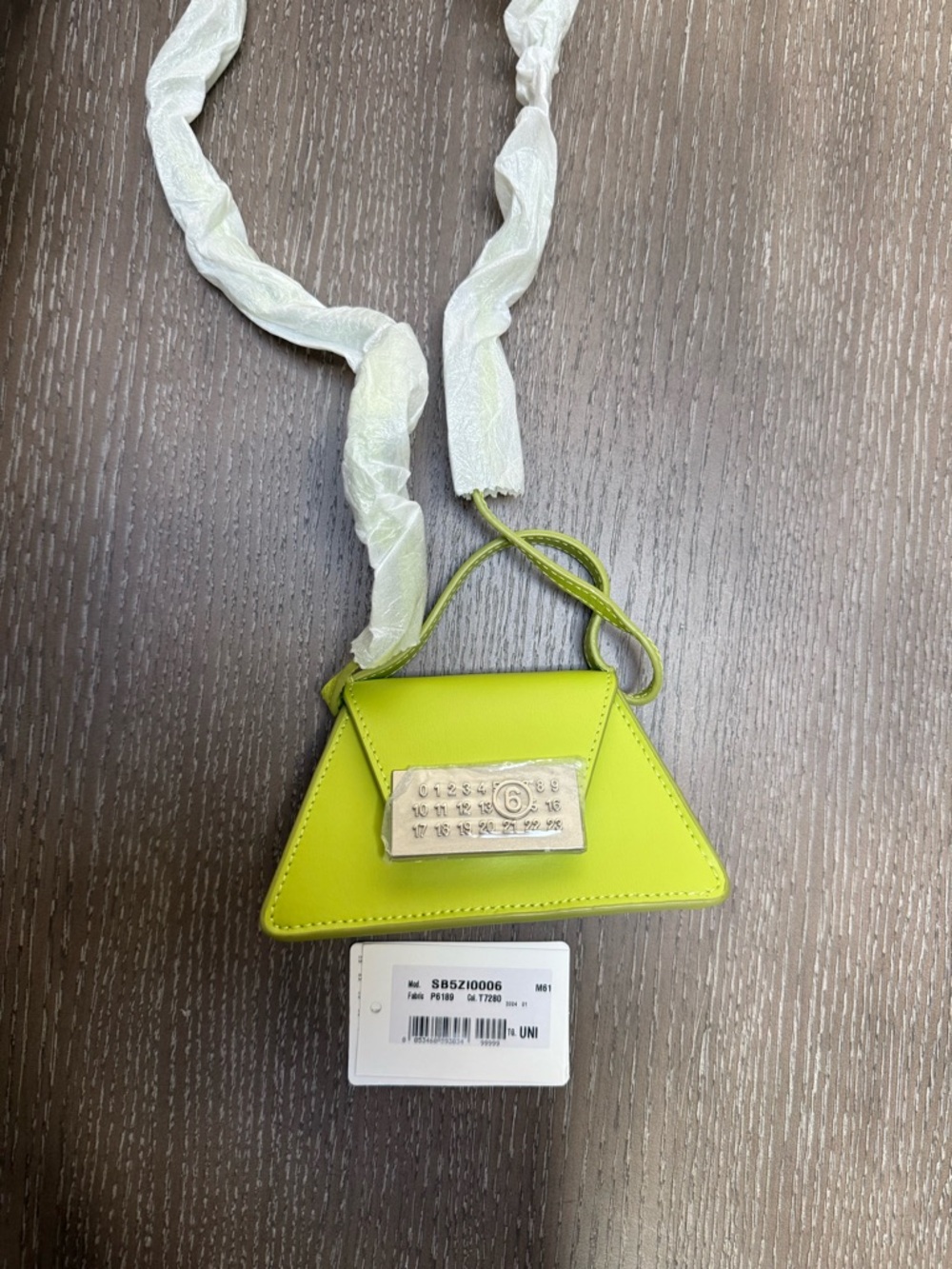 MM6 Maison Martin Margiela Lime Triangle Mini Crossbody